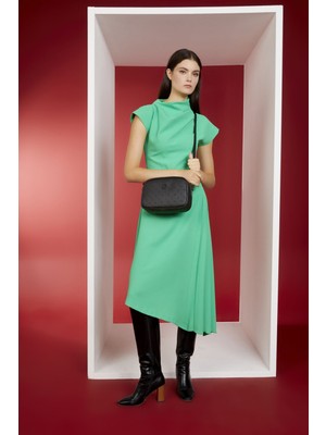 Yeni Siyah Print Kadın Omuz Çantası 05PO22Y1538