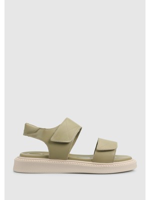 ProvoQ Yeşil Deri Kadın Düz Sandalet