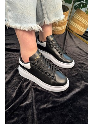 Günlük  Spor Ayakkabı Vegan Deri Bağcıklı Hafif Kalın Yüksek Taban Yürüyüş Sneaker 999