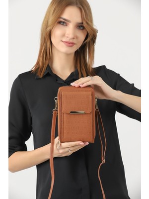 Eşsiz Pazar Taba Kadın Çapraz Askılı Telefon 3 Bölmeli Cüzdan Çanta