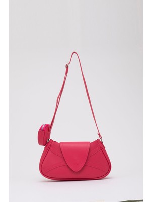 Fuşya Shk96  Deri Tek Bölmeli Cüzdanlı Kol Ve Omuz Çantası U:18 E:32 G:8 Cm