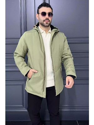 Erkek Içi Pelüş Kapüşonlu Fermuarlı Mont P-00013902