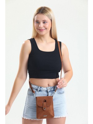 Taba Süet Çapraz Askılı Telefon Çantası