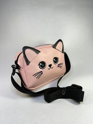 Kedi Desenli Küçük Omuz Çantası Askılı