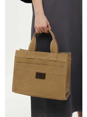 Yıkama Efektli Medium Kanvas Çanta Camel