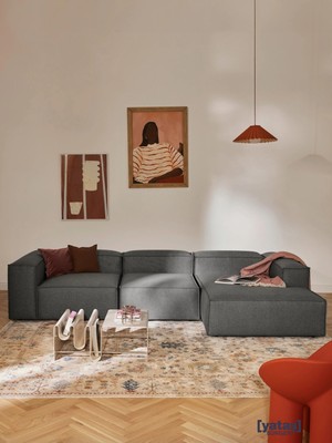 Most Mollis Plus 3 Modül Sağ Köşe Koltuk 41 Koyu Antrasit Keten Kumaş Yataş Sünger(Evinize Teslim)