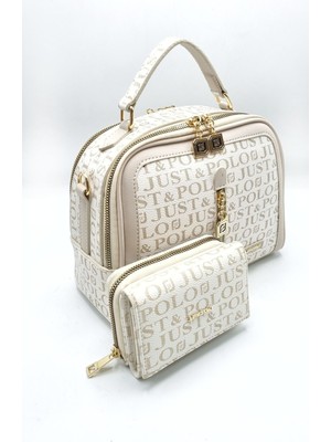 Kadın Örgülü 5 Bölmeli El Omuz Çantası Ve Cüzdan Kombini