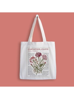 Carnation Flower Baskılı Bez Çanta