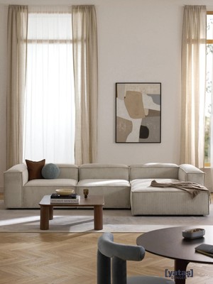 Most Mollis Plus 3 Modül Sağ Köşe Koltuk Fitilli Kırık Beyaz Kadife Kumaş Yataş Sünger(Evinize Teslim)