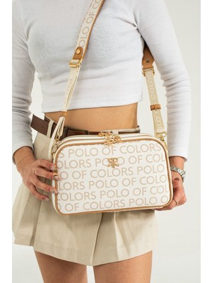 Lili Krem Kamel Empirme Baskı Üç Gözlü Kadın Omuz Çantası 17x28 Ebatında