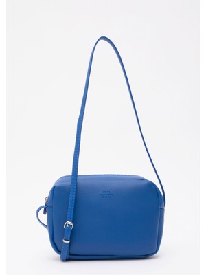 Saks Mavi U23  Deri ,Tek Bölmeli, Fermuarlı,Süet Iç Kumaş, Ayarlanabilir Askılı, Mini Urban Omu