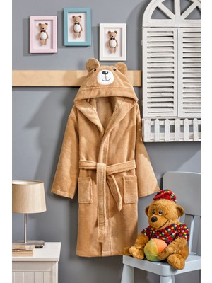 Sevimli Hayvan Temalı Unisex Çocuk Bornoz (%100 Pamuk, Kapüşonlu ve Yumuşak)