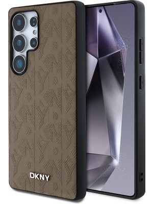 DKNY Samsung Galaxy S25 Ultra Uyumlu Kılıf Orjinal Lisanslı Magnetik PU Deri Grid Pattern Kapak