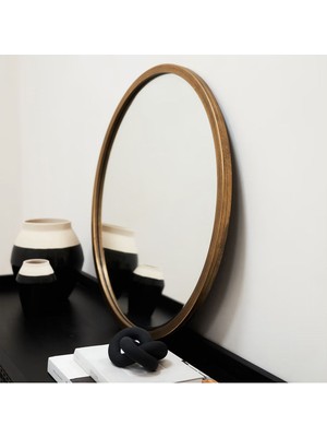 40  cm  Dekoratif Konsol Üstü Ahşap Çerçeveli Dekor Aynası