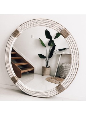 Hasır Halat Çerçeveli Yuvarlak Boy Aynası - 110  cm  (1)