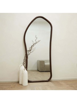 180 x 80  cm  Asimetrik Doğal Ahşap Çerçeveli Dekoratif Boy Aynası - Özel Tasarım 1