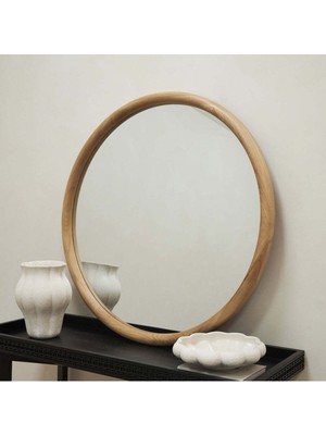 90  cm  Doğal Ahşap Duvar Aynası - Ağaç Işçilik Duvar Dekor Aynası