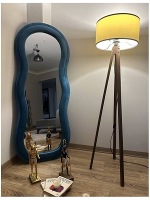 Dalga Desenli Kumaş Çerçeveli Boy Aynası 1 - 180 x 70  cm