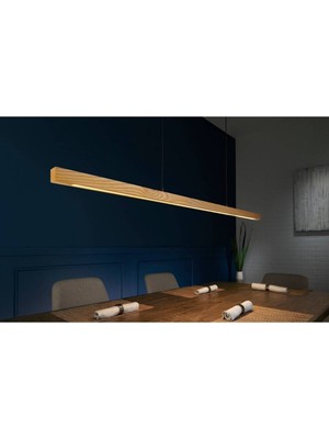 200  cm  Modern Tasarımlı Dekoratif Aydınlatma Avizesi -Doğal Masif Ahşap Iç Mekan Aydınlatması