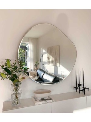 70  cm  Asimetrik Duvar Dekorasyon Aynası - Konsol Üstü Salon Dekorasyon AYNASI-342