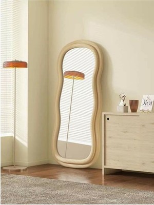 200  cm  Kadife Kumaş Çerçeveli Dekoratif Duvar Boy Aynası - Konsol Üstü Salon Aynası