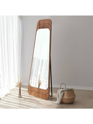 160  cm  Asimetrik Dekoratif Duvar Boy Aynası-Doğal Ahşap Masif ÇERÇEVELI(ÖZELLEŞTIRILEBILIR)-236