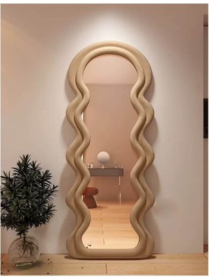 90  cm  Dalga Desenli Dekoratif Duvar Boy Aynası