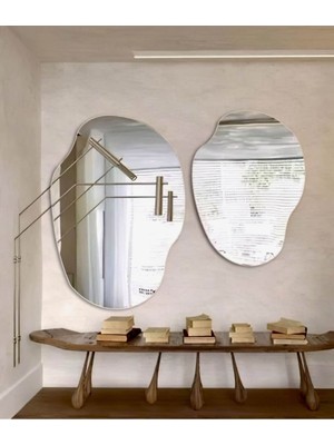 70  cm  Asimetrik Duvar Dekorasyon Aynası - Konsol Üstü Salon Dekorasyon Aynası ()-229