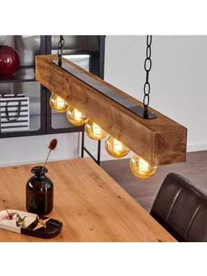 100  cm  Modern Tasarımlı Dekoratif Aydınlatma Avizesi -Doğal Masif Ahşap Iç Mekan Aydınlatması