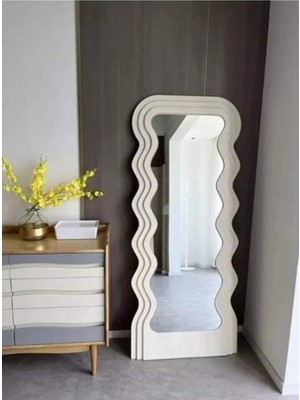 190  cm  Dalga Desenli Dekoratif Duvar Boy Aynası
