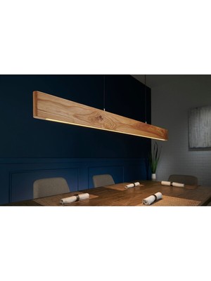 180  cm  Modern Tasarımlı Dekoratif Aydınlatma Avizesi -Doğal Masif Ahşap Iç Mekan Aydınlatması