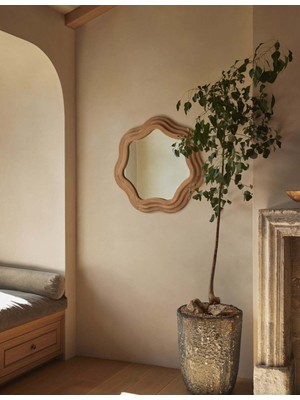 80  cm  Doğal Ağaç El Işçiliği Duvar Dekor Aynası