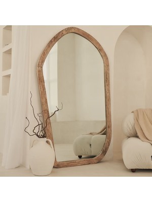 Doğal Ahşap Asimetrik Boy Aynası - Modern Bohem Boy Aynası - Pinterest Boy Aynası
