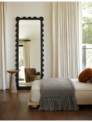 190 x 80  cm  Ahşap Çerçeveli Dekoratif Boy Aynası - Siyah