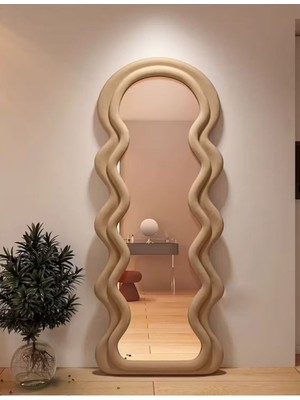 170  cm  Dalga Desenli Dekoratif Duvar Boy Aynası