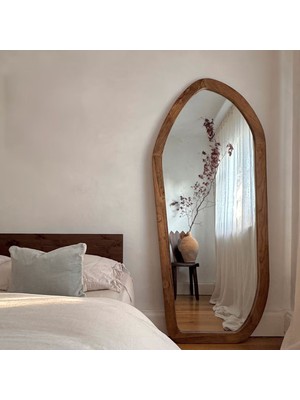 Doğal Ahşap Asimetrik Boy Aynası - Modern Bohem Boy Aynası - Pinterest Boy Aynası