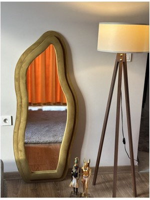 Asimetrik Desenli Kumaş Çerçeveli Boy Aynası - 180 x 70  cm