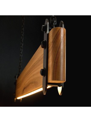 160  cm  Modern Tasarımlı Dekoratif Aydınlatma Avizesi -Doğal Masif Ahşap Iç Mekan Aydınlatması