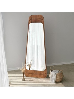 160  cm  Asimetrik Dekoratif Duvar Boy Aynası-Doğal Ahşap Masif ÇERÇEVELI(ÖZELLEŞTIRILEBILIR)-258