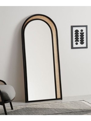 Hasır Dekoratif Duvar Aynası - Hazeran Örgülü Boy Aynası - Retro Boy Aynası-46