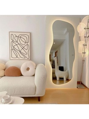 160  cm  Ledli Dalgalı Dekoratif Duvar Boy Aynası