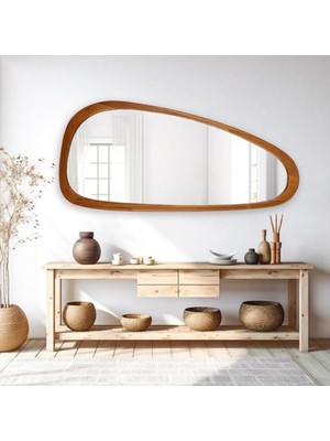 150  cm  Asimetrik Dekoratif Duvar Boy Aynası-Doğal Ahşap Masif Çerçeveli(Özelleştirilebilir)-28