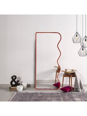 90  cm  Dalga Desenli Dekoratif Duvar Boy Aynası