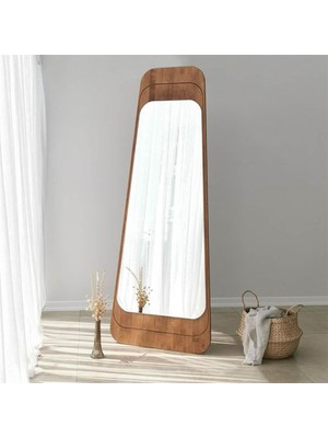 150  cm  Asimetrik Dekoratif Duvar Boy Aynası-Doğal Ahşap Masif ÇERÇEVELI(ÖZELLEŞTIRILEBILIR)-226