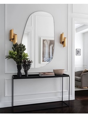 60  cm  Asimetrik Duvar Dekorasyon Aynası - Konsol Üstü Salon Dekorasyon Aynası-89