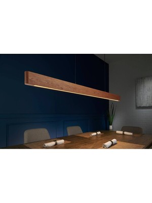 200  cm  Modern Tasarımlı Dekoratif Aydınlatma Avizesi -Doğal Masif Ahşap Iç Mekan Aydınlatması