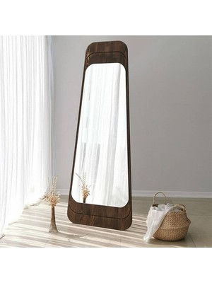 150  cm  Asimetrik Dekoratif Duvar Boy Aynası-Doğal Ahşap Masif ÇERÇEVELI(ÖZELLEŞTIRILEBILIR)-270