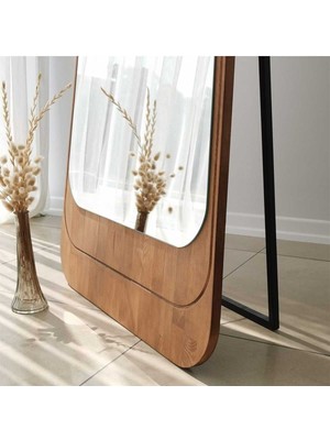 180  cm  Asimetrik Dekoratif Duvar Boy Aynası-Doğal Ahşap Masif ÇERÇEVELI(ÖZELLEŞTIRILEBILIR)-212