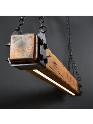 140  cm  Modern Tasarımlı Dekoratif Aydınlatma Avizesi -Doğal Masif Ahşap Iç Mekan Aydınlatması