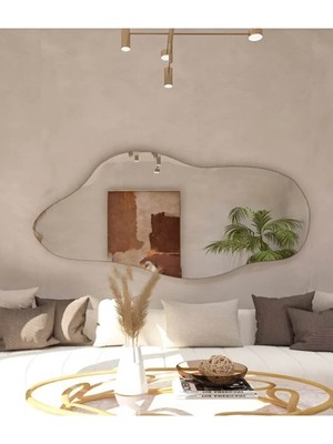 120  cm  Asimetrik Duvar Dekorasyon Aynası - Konsol Üstü Salon Dekorasyon Aynası-3
